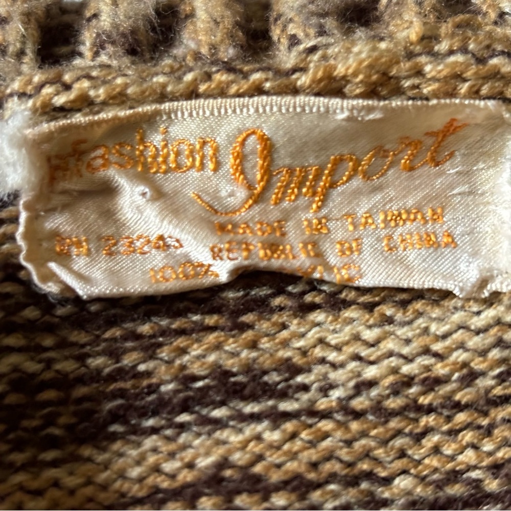 Fashion Import brown tones Colorblock Vintage Knit Cardigan Sweater Size M - Picture 6 of 8